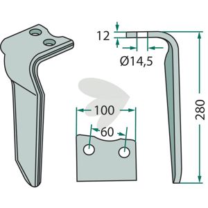 Rotorharvtand Hoger Vanstervridande Rotorharv Jordbearbetn
