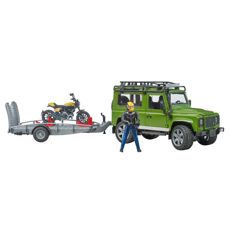 Land Rover Defender, Vagn + Scrambler Ducati full gas