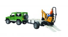 Land Rover Defender med slp, JCB micro grvmaskin +