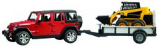 Jeep Wrangler Unlimited Rubicon med släp och CAT minilastare 1:16