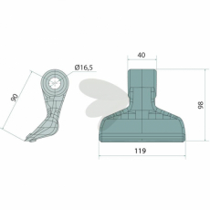 Hammarslaga 40/119mm, hl 16,5mm