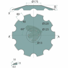 Tallrik tandad 520x6mm