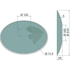 Tallrik slt 510x5 mm, hlkrets-120 mm