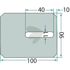 Avskraparplatta 90x100 mm, hl 39x10,5 mm