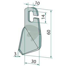 Vingkniv hger, slipad - 995779