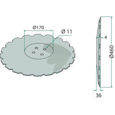 Tallrik fint tandad hlkrets-110 mm, D = 460x4 mm