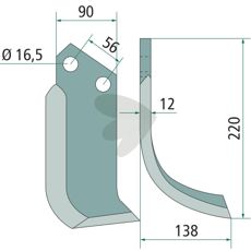 Jordfrskniv  Maschio c-c 56mm hl 16,5mm