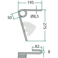 Efterharvspinne fram Kuhn (Nodet) 275mm