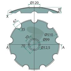 Tallrik fint tandad, 510 mm Maschio 4 fsthl