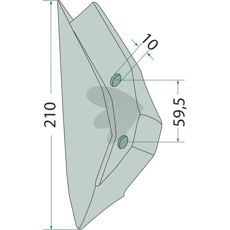 Skrkil Kverneland med flera 210mm hl 10mm 825782