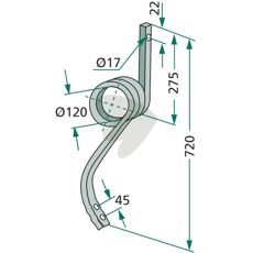 Pinne 25x25mm lngd 720mm hl 17mm