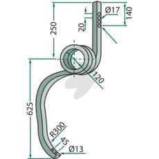 Pinne 30x30mm lngd 625mm hl 120/17mm