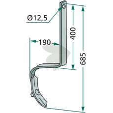 Pinne kpl. med skr 32x12mm lngd 685mm hl 12,5mm