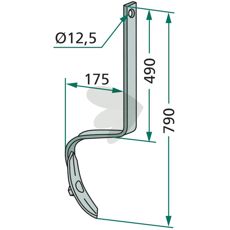 Pinne kpl. med skr 40x10mm lngd 790mm hl 12,5mm