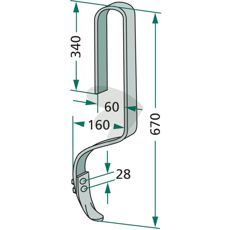 Pinne kpl. med skr 32x10mm lngd 670mm