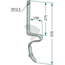 Pinne kpl. med skr Amazone mfl. 32x10mm lngd 570mm