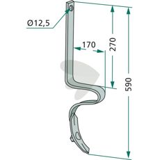 Pinne kpl. med skr 32x12mm 590mm