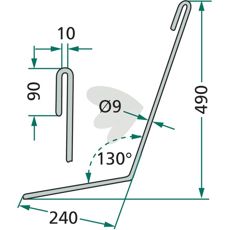 Efterharvspinne vnster Amazone skrapa 490mm