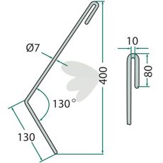 Efterharvspinne vnster Amazone skrapa 400mm