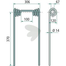 Efterharvspinne universal 370mm