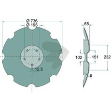 Tallrik 736/195x6 mm