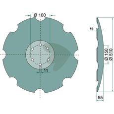 Tallrik tandad 510x5 mm