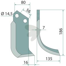 Jordfrskniv  Kuhn (Huard) c-c 56mm hl 14,5mm