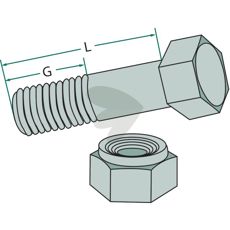 Skruv med mutter M14 x 1,5 x 50mm 12.9