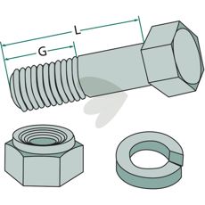 Skruv med mutter 1/2" UNF x 38, 12.9