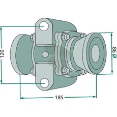 Lager kpl. fr fyrkantsaxel 30x30 mm typ III