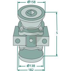 Lager kpl. fr fyrkantsaxel 50x50 mm typ II