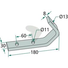 Avskrapare hger och vnster 30X180mm
