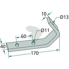 Avskrapare hger och vnster 40X170mm