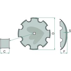 Tallrik tandad fyrkantshl 41X41 560x6mm