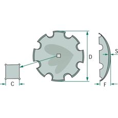 Tallrik tandad fyrkantshl 41X41 610x6mm
