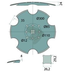 Tallrik Tandad   300 X 4 Mm