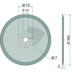 Skivskr Hlkrets- (mm) 73, 380mm