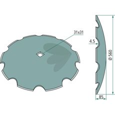 Tallrik tandad Quivogne Fyrkantshl 31X31