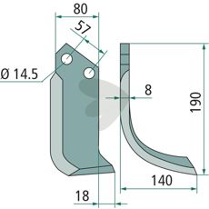 Jordfrskniv  Alpego c-c 57mm hl 14,5mm