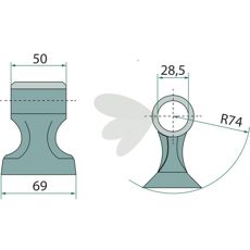 Hammarslaga 50/69mm, hl 28,5mm - 71.904.64