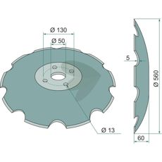 Tallrik tandad 560x5mm 4 fsthl