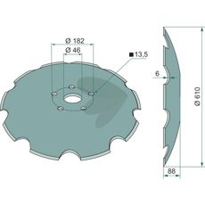 Tallrik tandad 610x6mm 6 fsthl