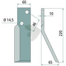 Jordfrskniv  Agric c-c 46mm hl 14,5mm
