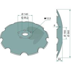 Tallrik tandad 560 mm Tjocklek 6 mm