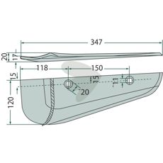 Skr fr betskrd vnster 120X347mm 1145004051