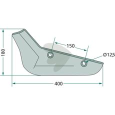 Skr fr betskrd vnster 180X400mm hl 12,5mm 
