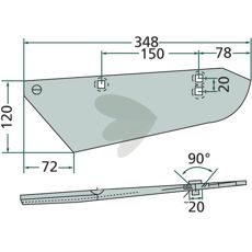 Skr fr betskrd hger 120X348mm 1513520