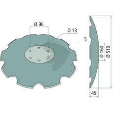 Tallrik tandad 510x5 mm 6 hl