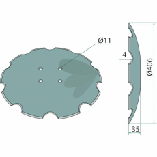 Tallrik tandad 406x4mm