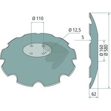 Tallrik tandad 580 mm 